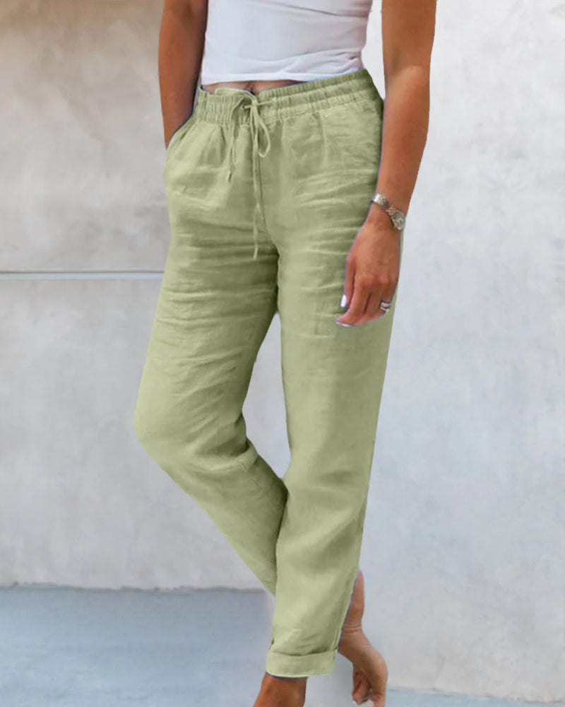 Vada | Plain-Colored Straight-Leg Pants