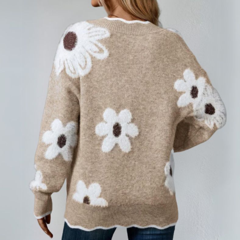 Vanessa | Trendy women's knit sweater with floral motif