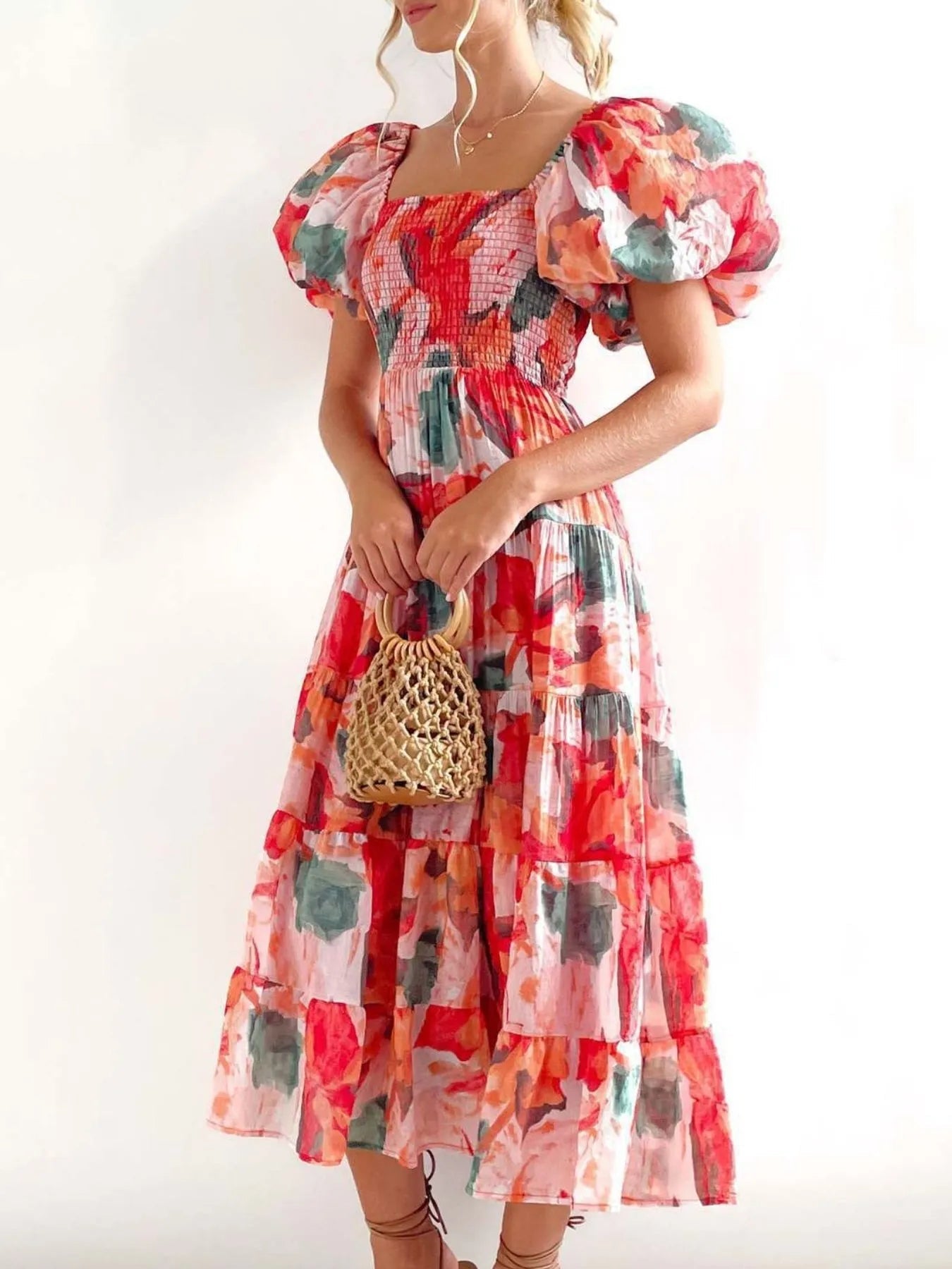 Wilma | Elegant Dress With Puff Sleeves And Floral Print