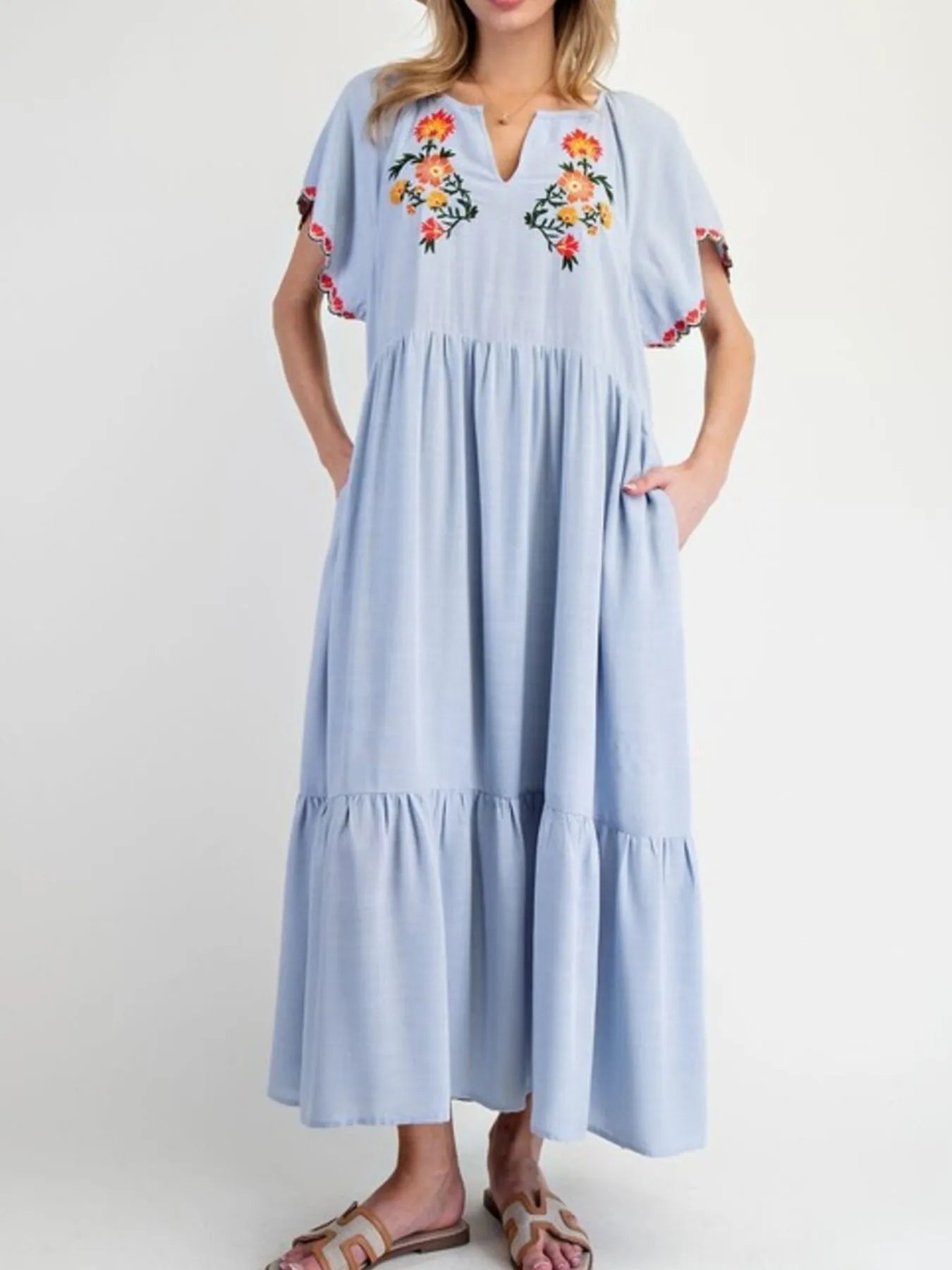 Violeta | Loose Casual Floral Long Sleeve Maxi Dress