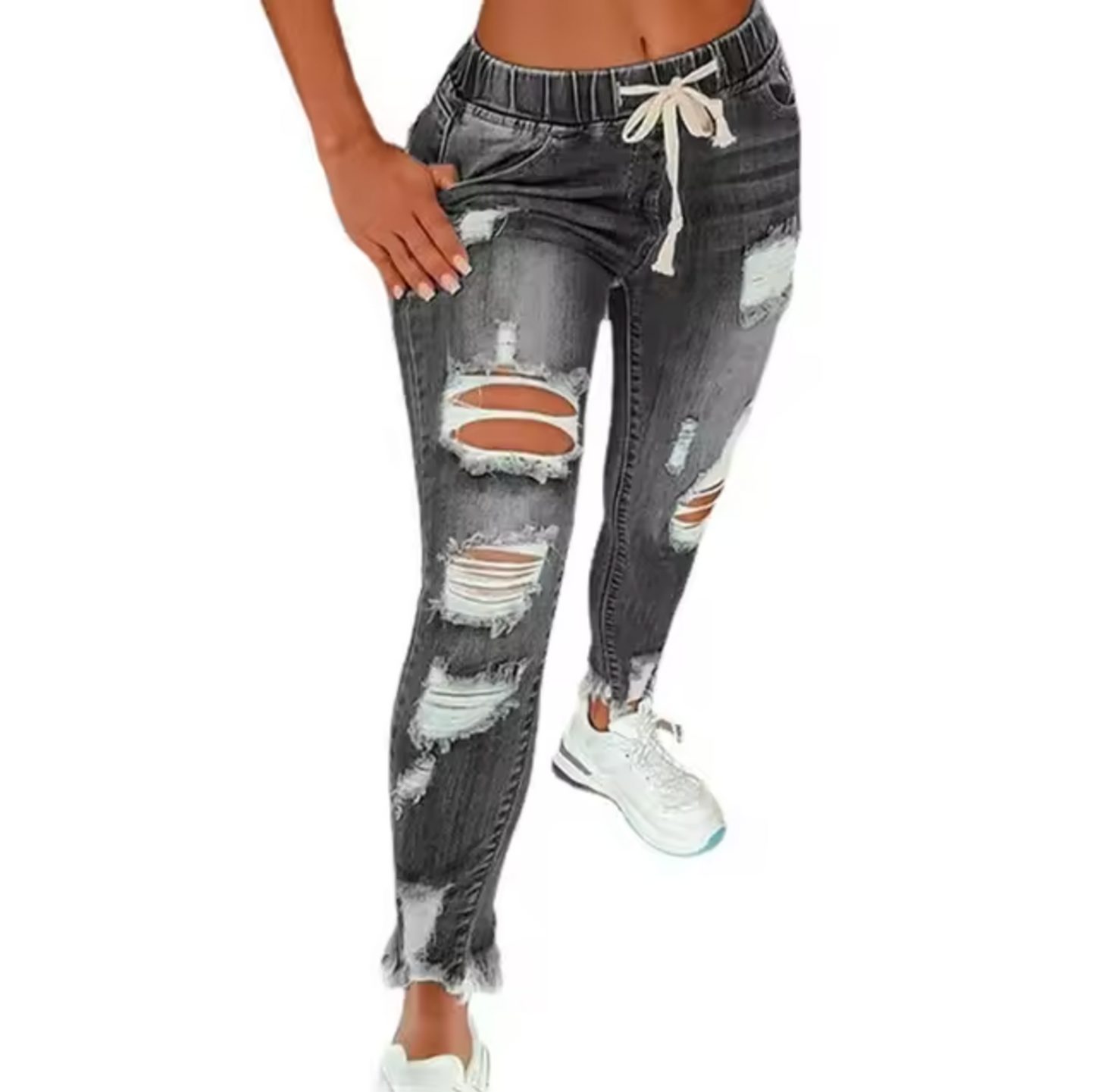Ursula | Ripped Cotton Denim Jeans