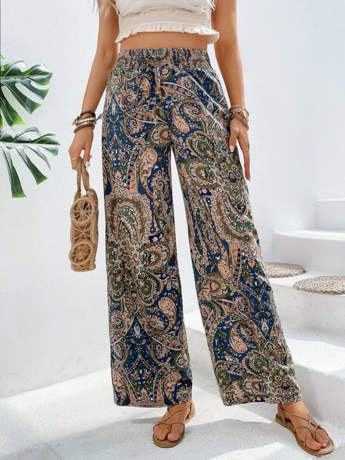 Waleska | Elegant Printed Wide-Leg Trousers