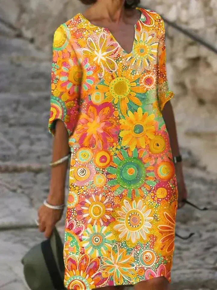 Trinidad | Vneck dress with floral print