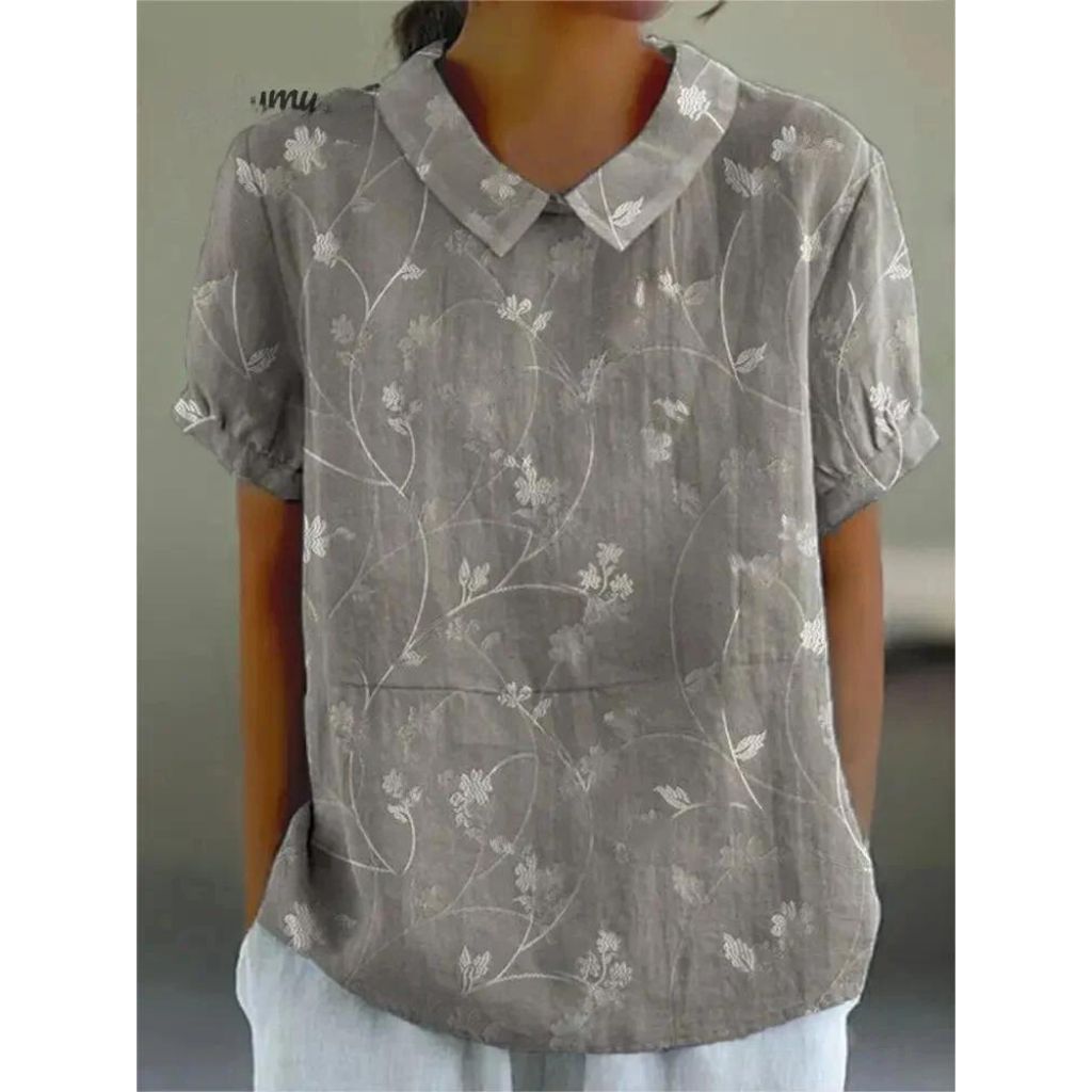 Wanda | Casual Women'S Shirt Made Of Cotton And Linen With A Floral Print