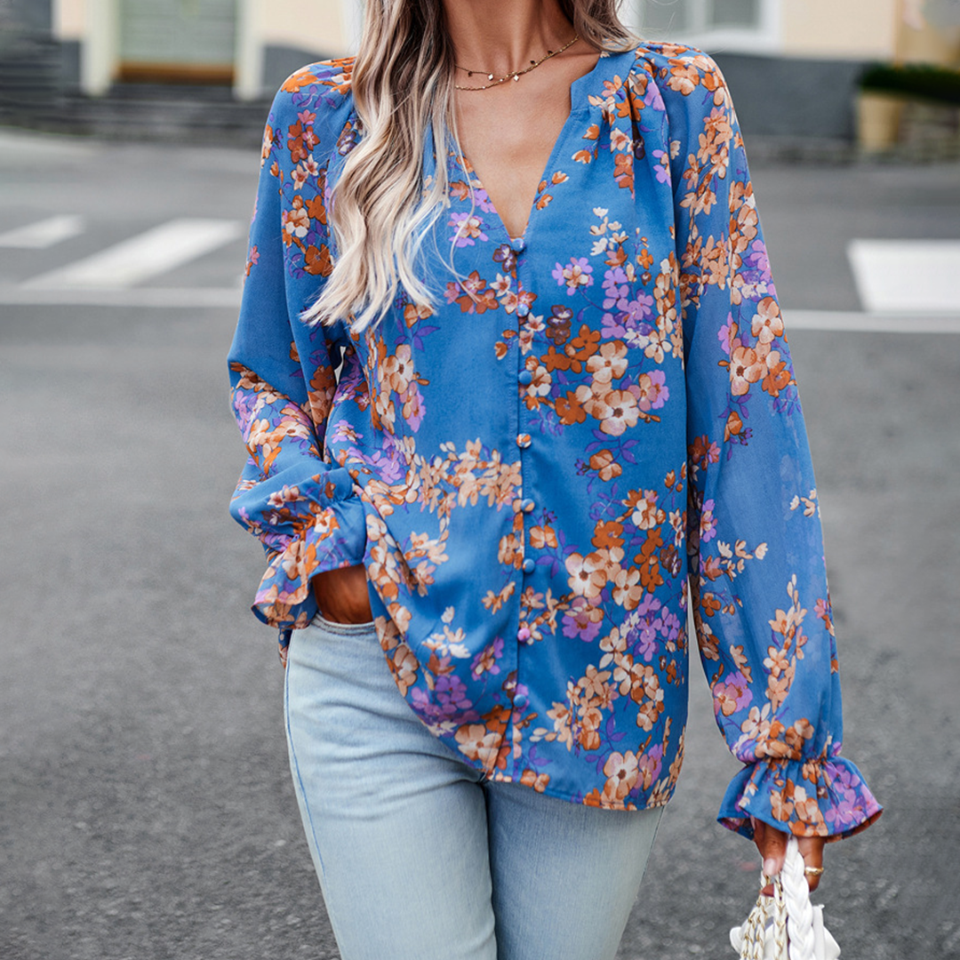 Valentina | Long Sleeve Blouse With Flowers