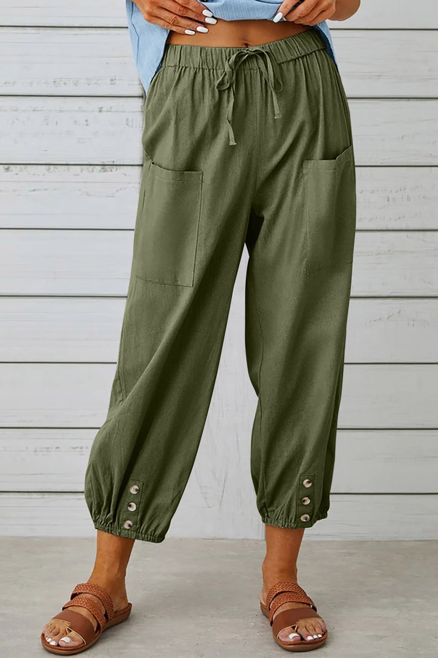 Waverly | Fashionable Harem Pants With Button Detail For A Trendy Look