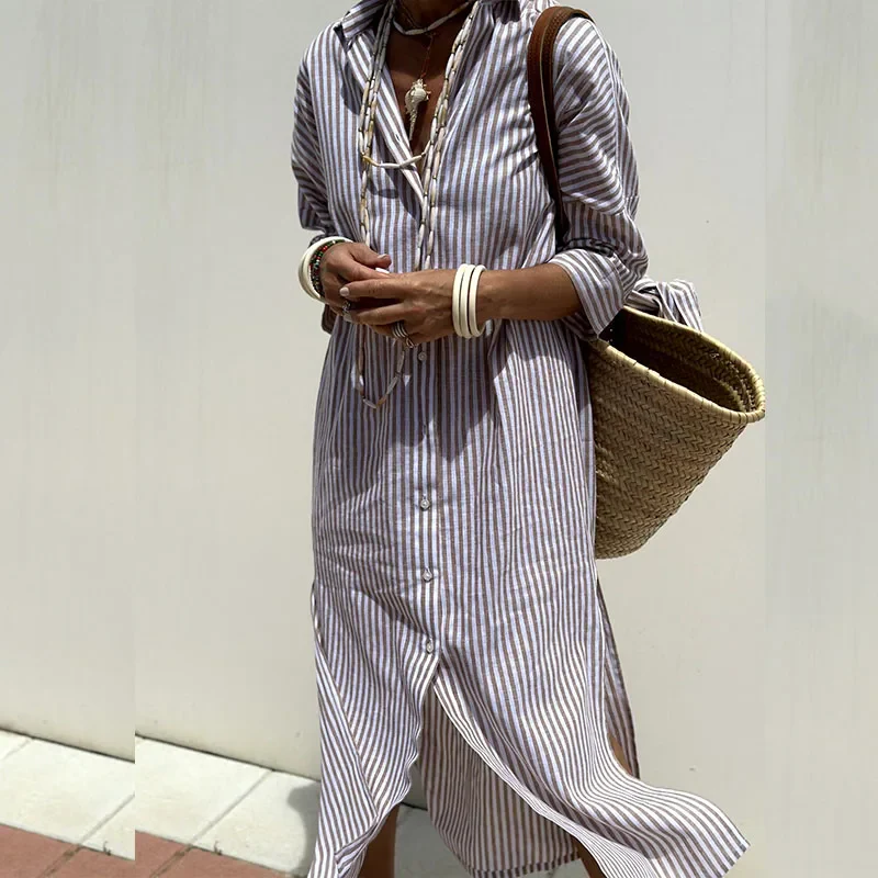 Willow | Striped shirt dress with an elegant design for everyday wear or events