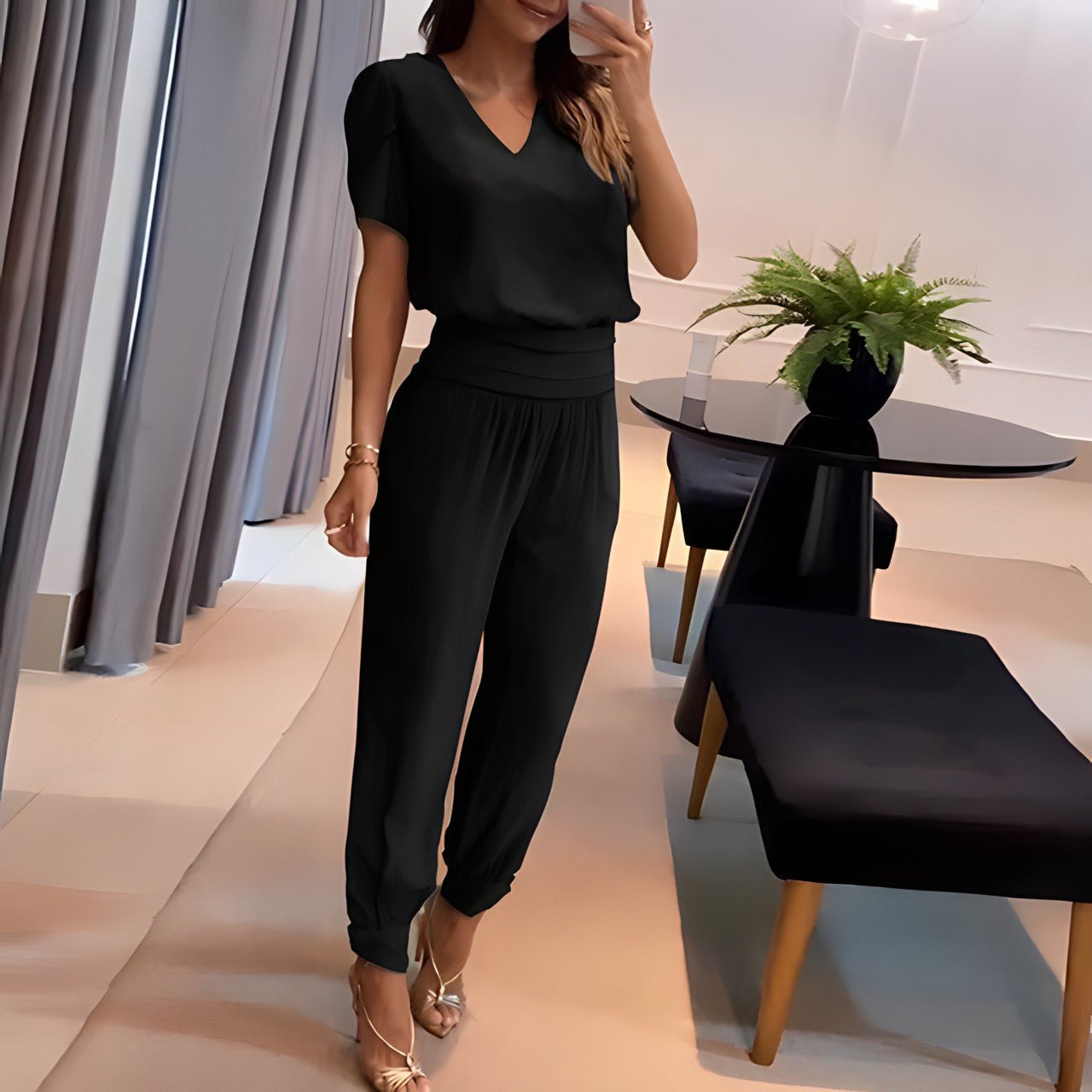 Uxue | Trendy set with blouse and trousers
