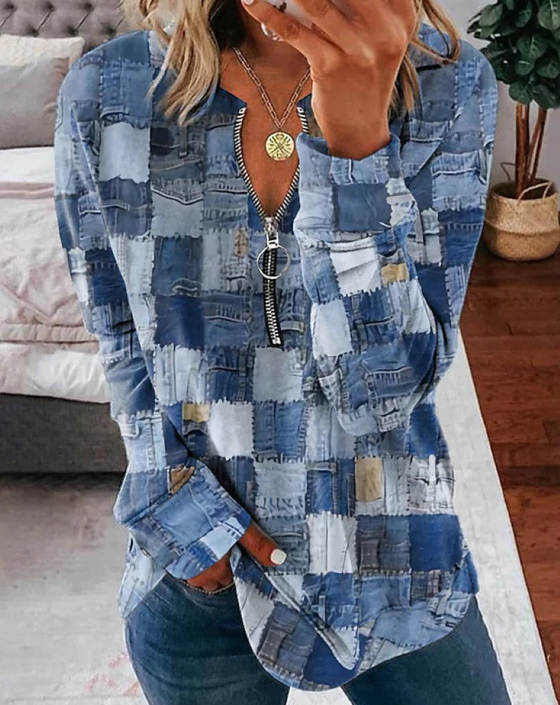 Ursula | Zip Up Block Patchwork Top