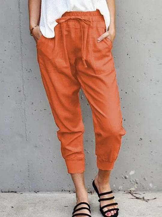 Tracey | Lightweight Cotton Blend Linen Trousers For Women