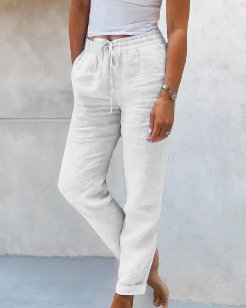 Vada | Plain-Colored Straight-Leg Pants