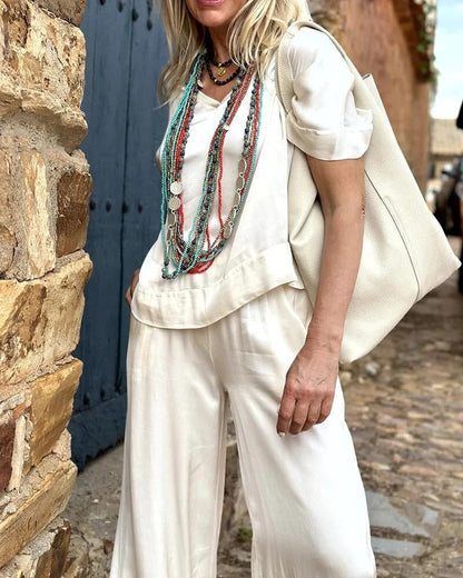 Valeria | Bologna'S Elysian Elegance Blouse & Pants Set