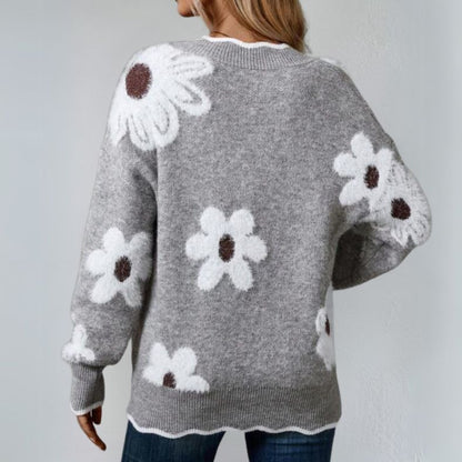 Vanessa | Trendy women's knit sweater with floral motif