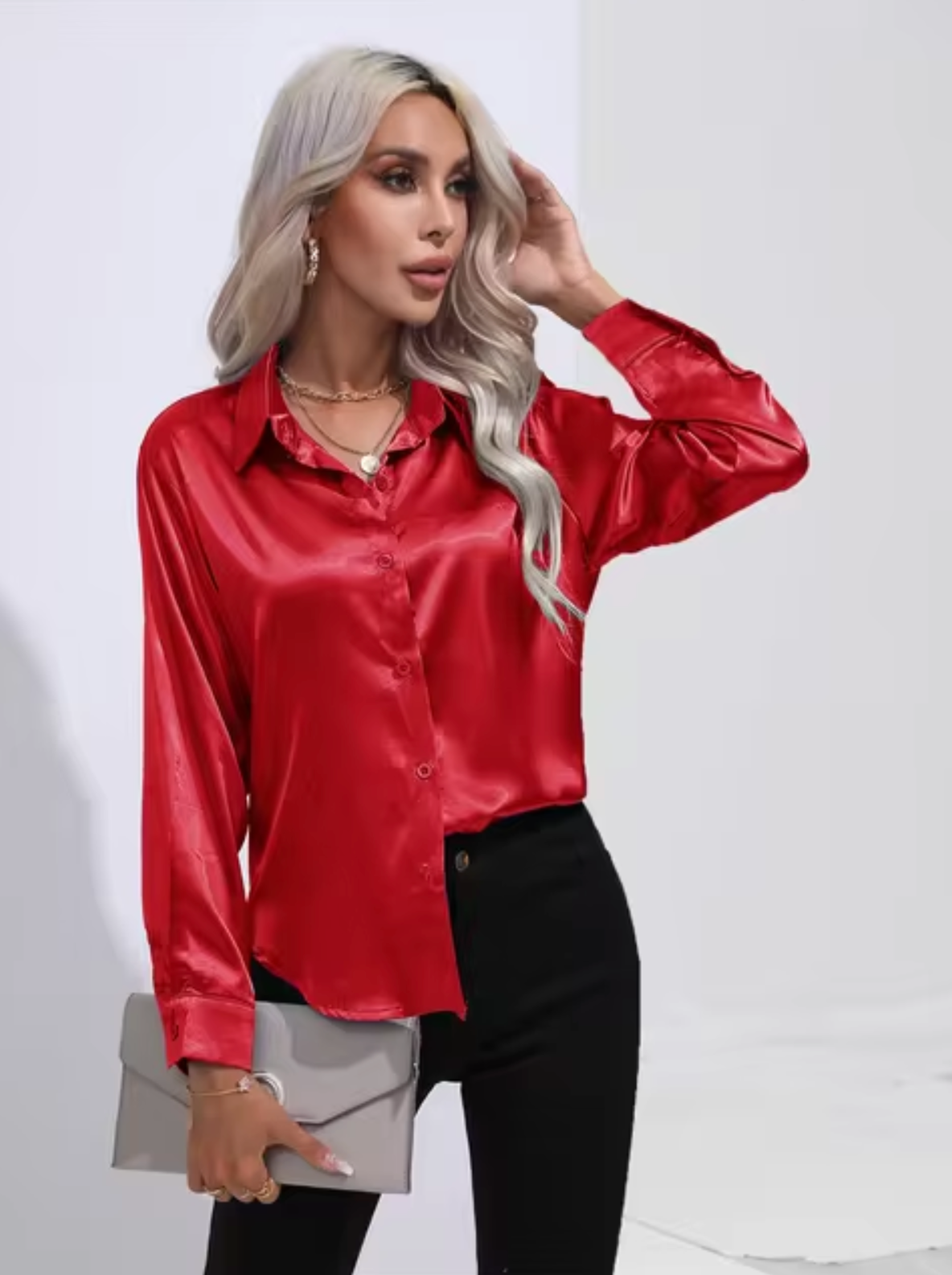 Teresa | Satin Blouse With Long Sleeves