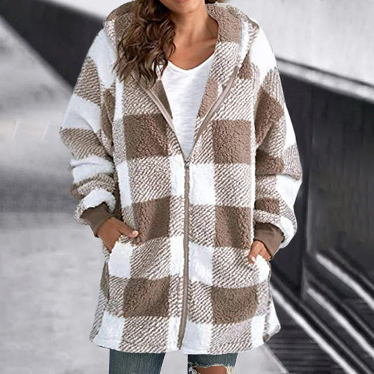 Valentina | Checkered hooded jacket for women