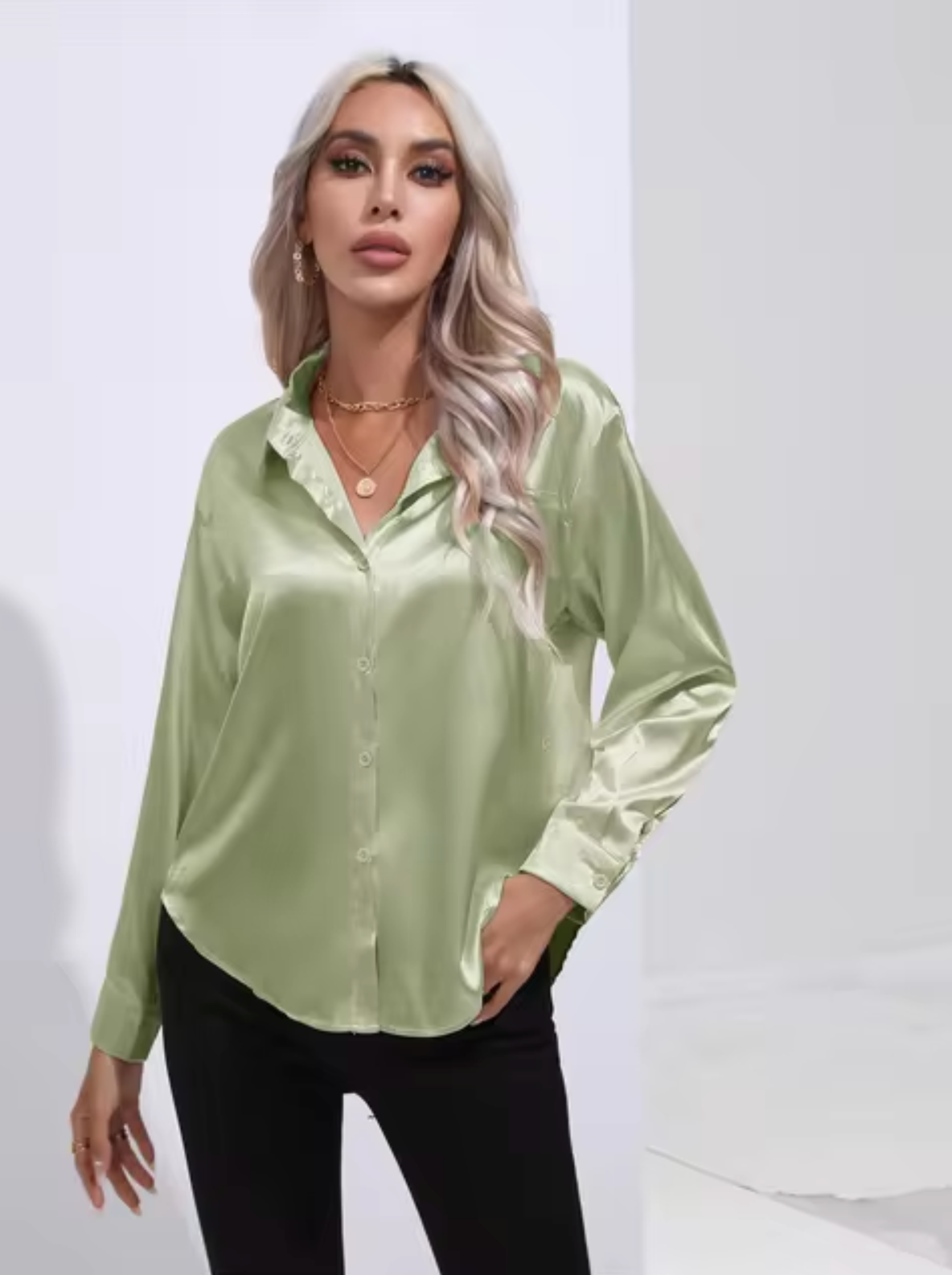 Teresa | Satin Blouse With Long Sleeves