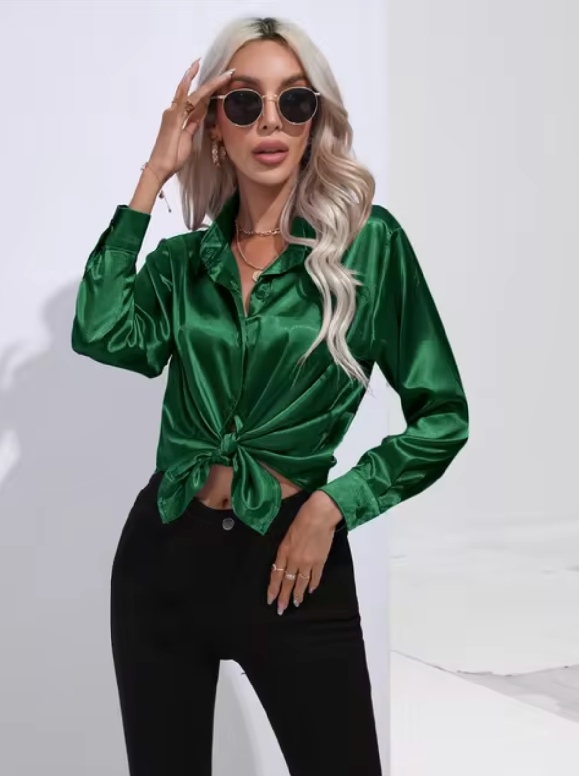 Teresa | Satin Blouse With Long Sleeves