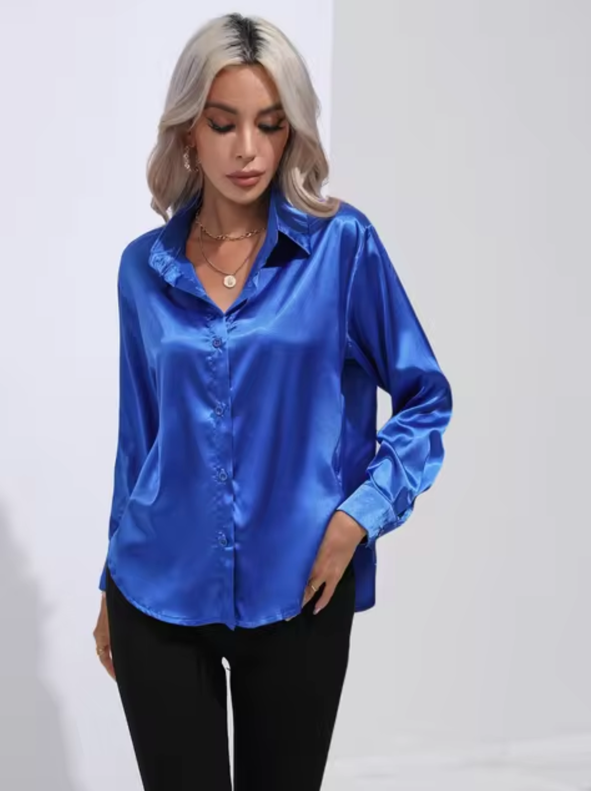 Teresa | Satin Blouse With Long Sleeves