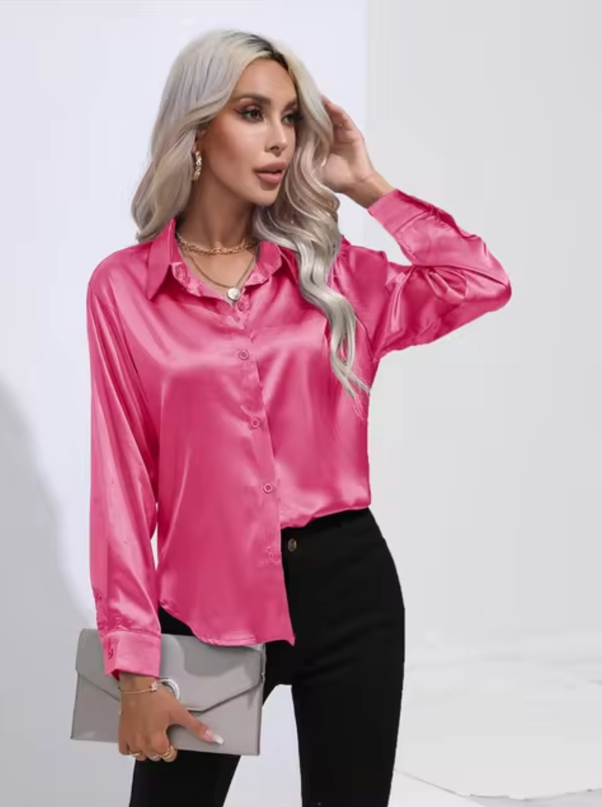Teresa | Satin Blouse With Long Sleeves