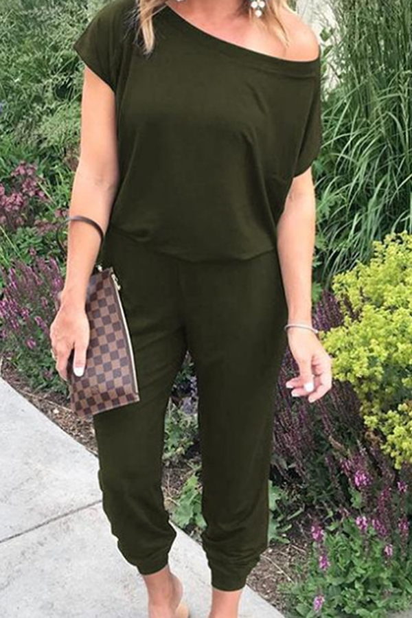 Trees | Solid Patchwork Basic Bias Collar Jumpsuits (6 Colors)