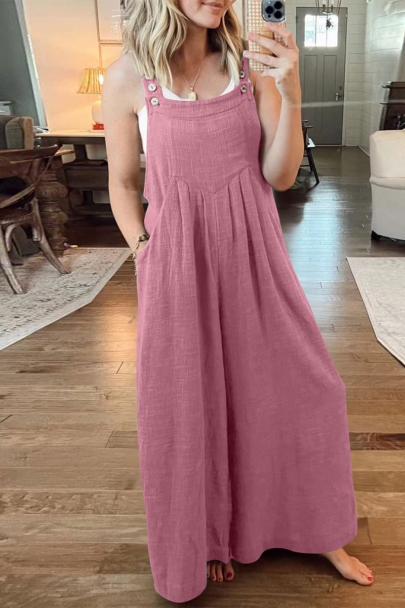 Veerle | Casualstreetsolidpochetcollarloosejumpsuits (10 colors)