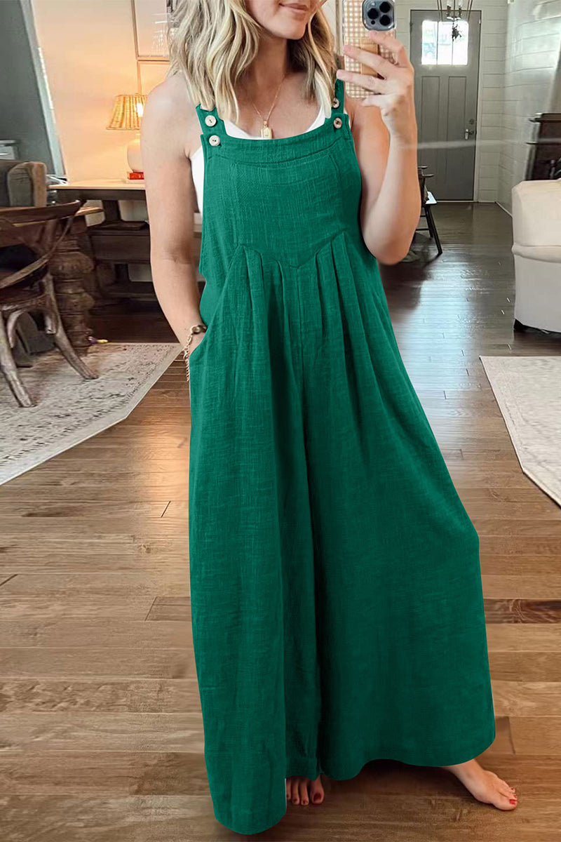 Veerle | Casualstreetsolidpochetcollarloosejumpsuits (10 colors)