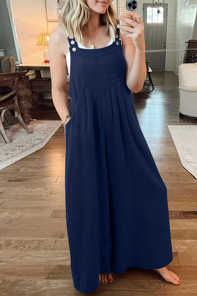 Veerle | Casualstreetsolidpochetcollarloosejumpsuits (10 colors)