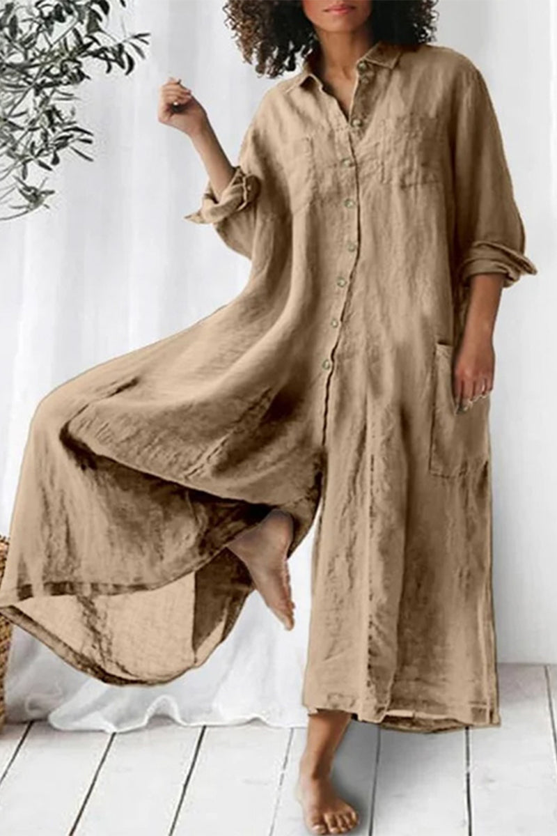 Willemien | Holiday jumpsuits with fixed pockets and buttons and a loose collar (3 colors)