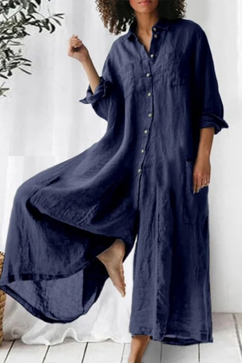 Willemien | Holiday jumpsuits with fixed pockets and buttons and a loose collar (3 colors)