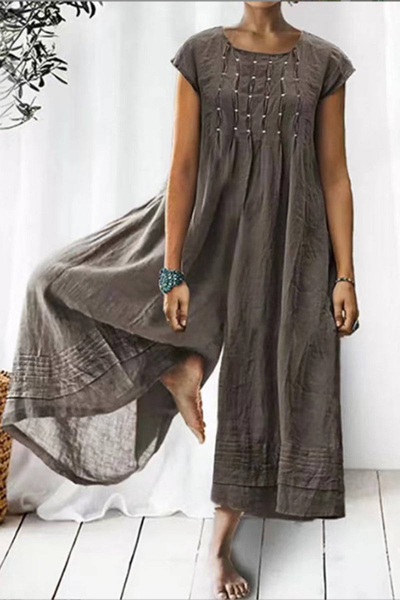 Tessa | Casual simplicity chunky loose fit Oneck jumpsuits (6 colors)