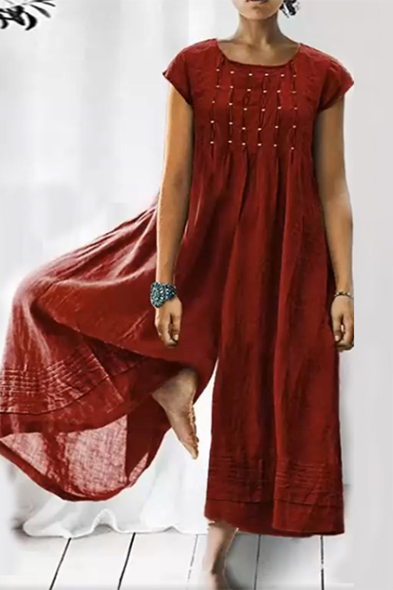 Tessa | Casual simplicity chunky loose fit Oneck jumpsuits (6 colors)