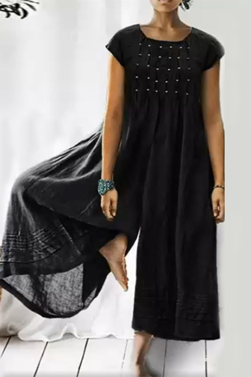 Tessa | Casual simplicity chunky loose fit Oneck jumpsuits (6 colors)