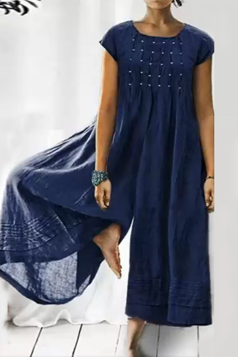 Tessa | Casual simplicity chunky loose fit Oneck jumpsuits (6 colors)