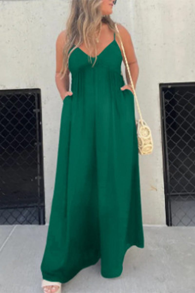 Aafke | Casual Solid Color Backless VNeck Pocket Dress (9 Colors)