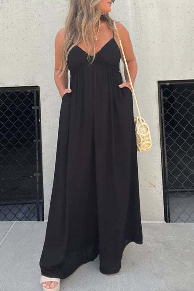 Aafke | Casual Solid Color Backless VNeck Pocket Dress (9 Colors)