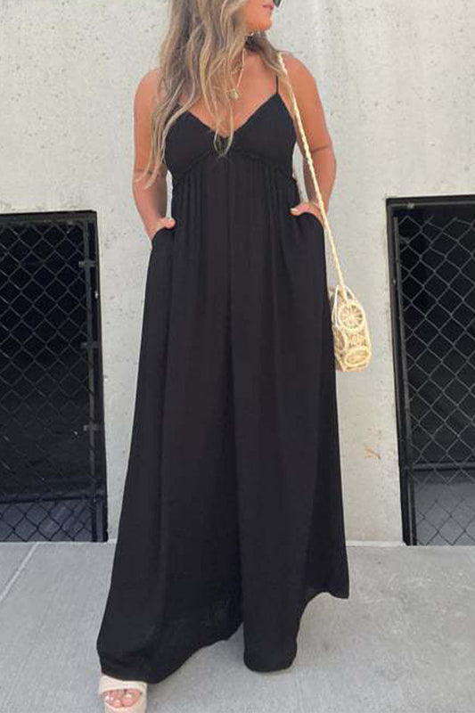 Aafke | Casual Solid Color Backless VNeck Pocket Dress (9 Colors)