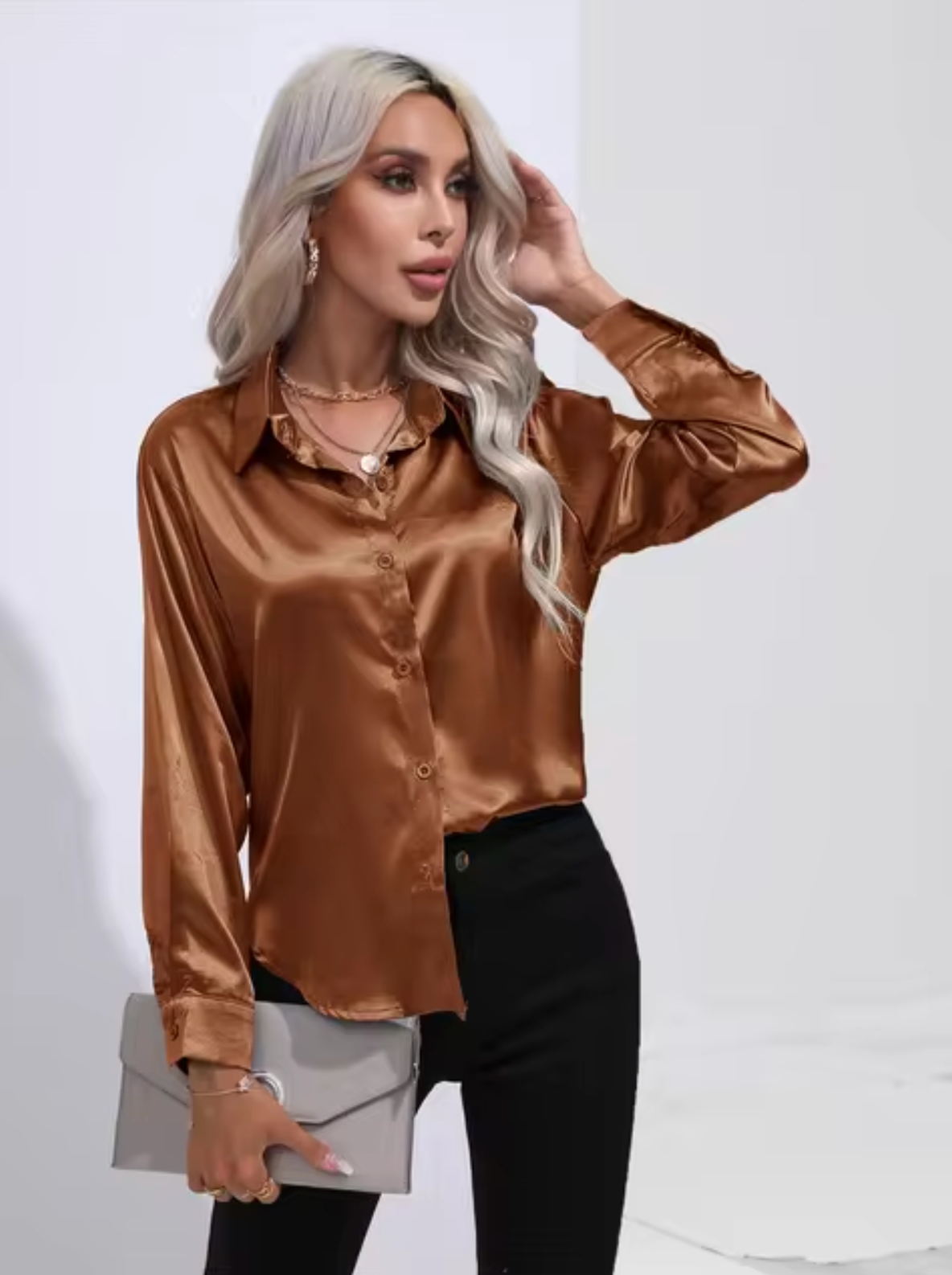 Teresa | Satin Blouse With Long Sleeves