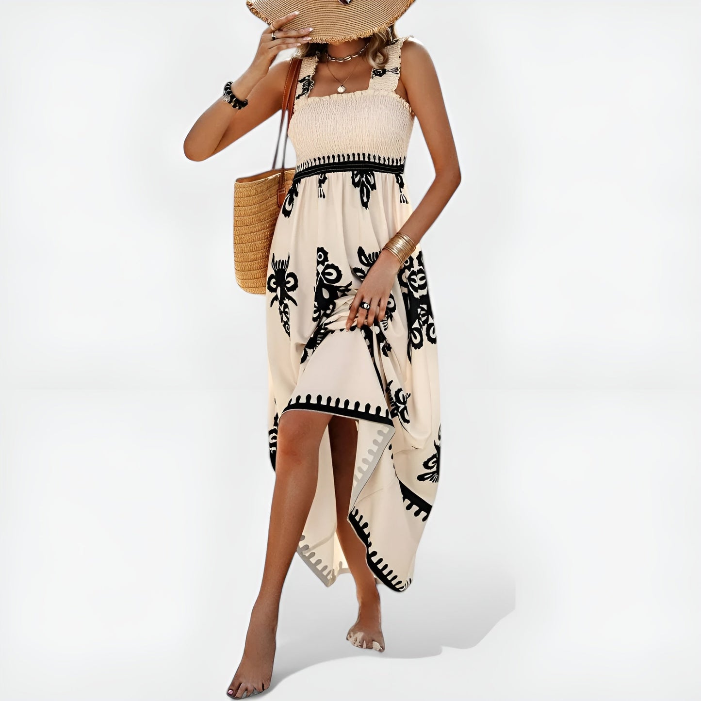 Adela | Boho Charm Smocked Maxi Dress