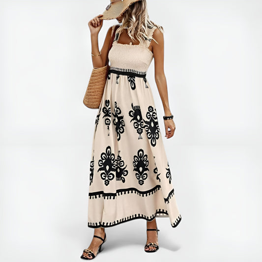 Adela | Boho Charm Smocked Maxi Dress