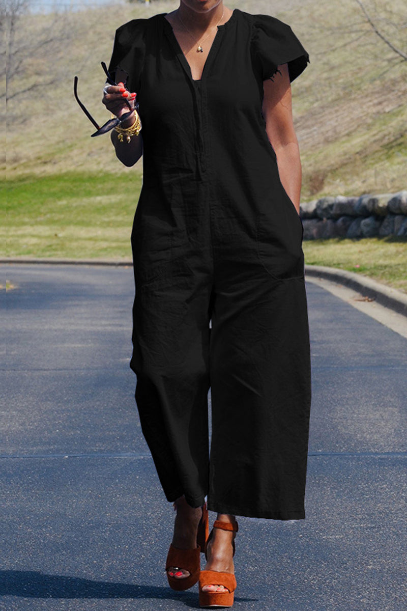 Wilhelmina | casualsolidpatchworkbaginneckregularjumpsuits