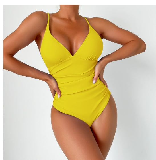 Veda | Plain swimsuit with deep Vneck