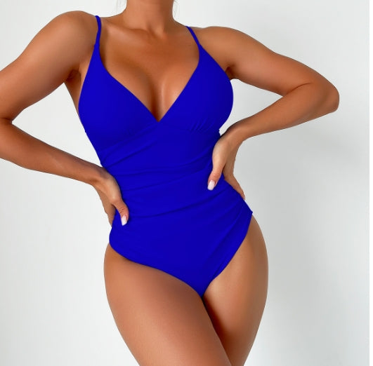 Veda | Plain swimsuit with deep Vneck