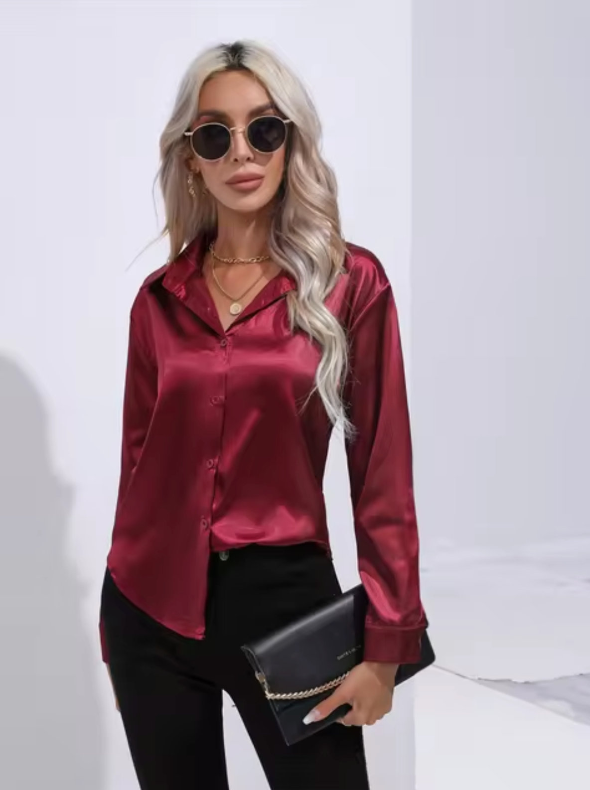 Teresa | Satin Blouse With Long Sleeves