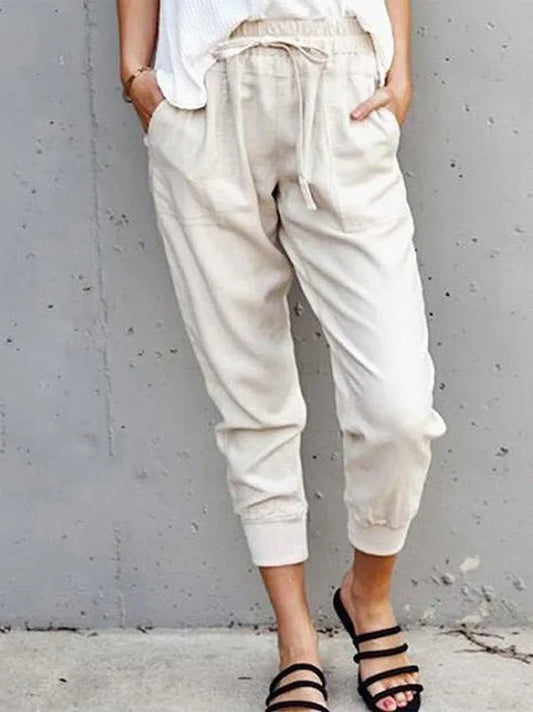 Tracey | Lightweight Cotton Blend Linen Trousers For Women