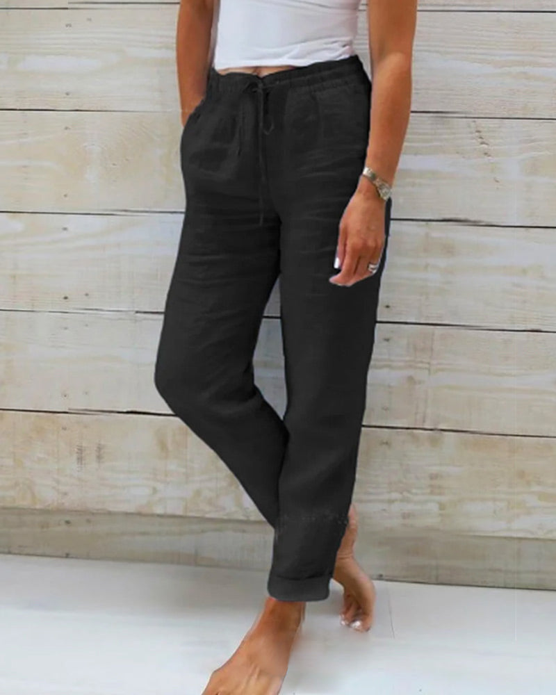 Vanesa | Elasticated trousers made from cotton and linen