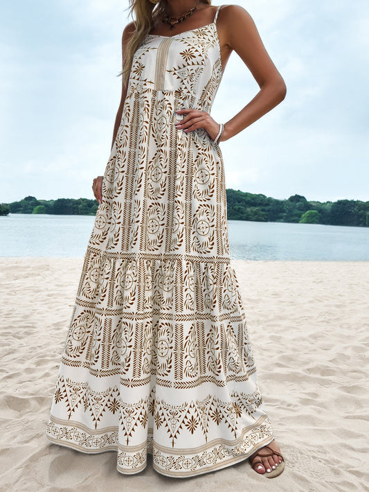 Vicky | Tropical Vibes: Women's dress with ribbed hem and botanical print