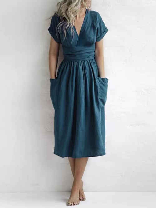 Virginia | Women's plain casual strapless dress solid color