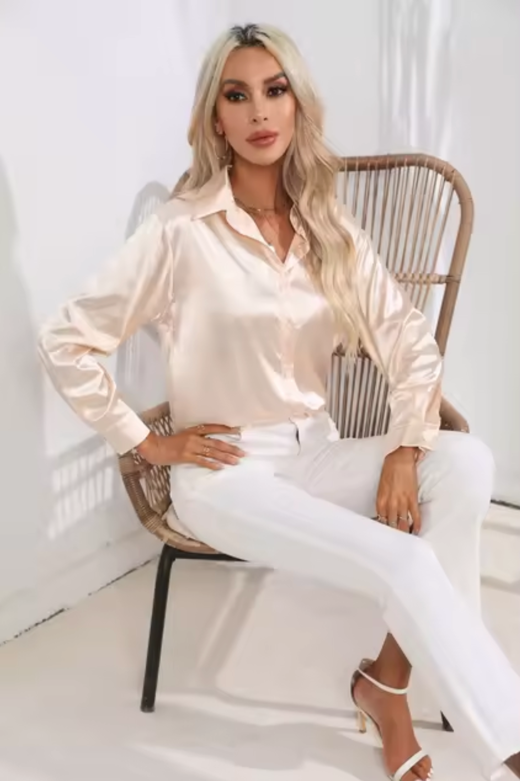 Teresa | Satin Blouse With Long Sleeves