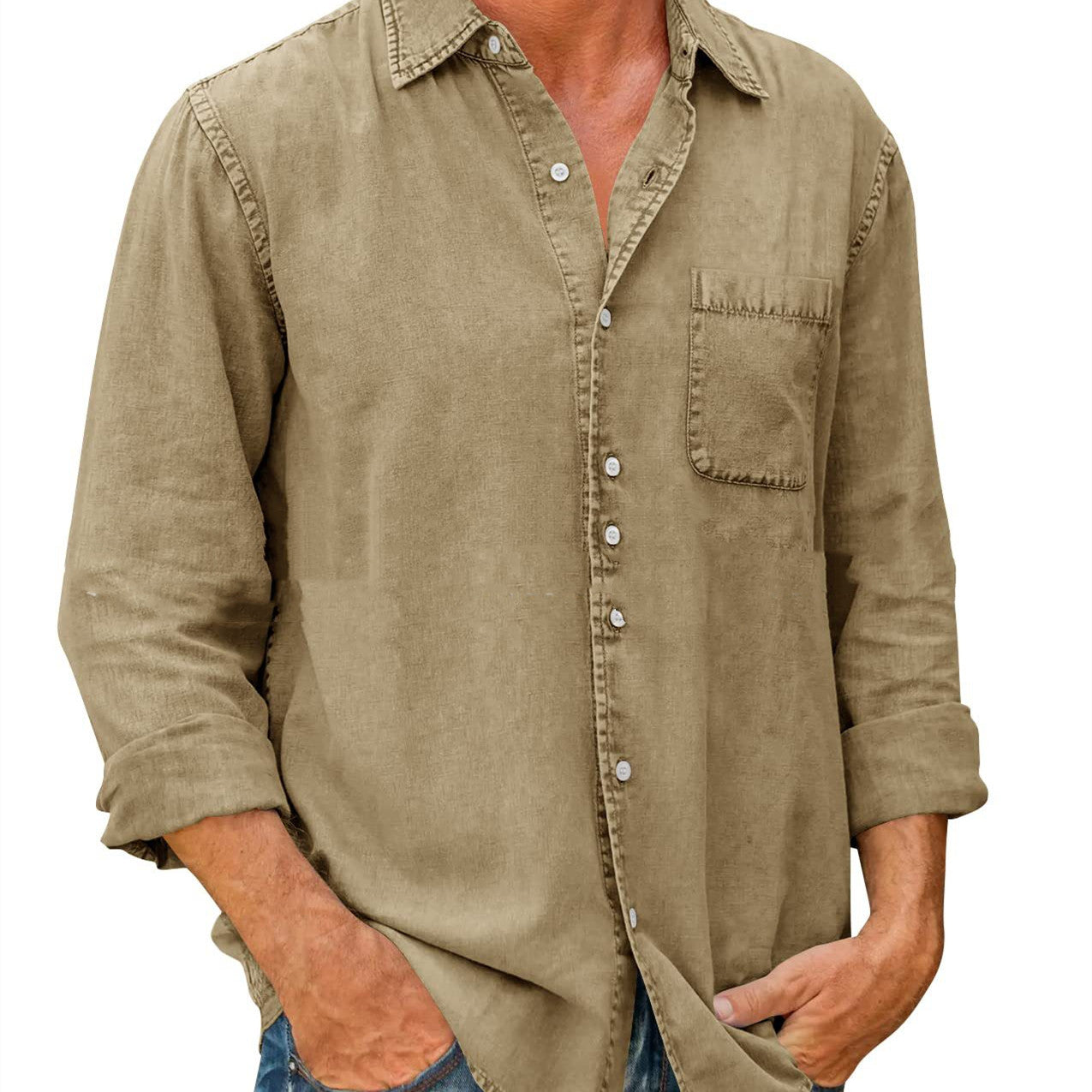 Trinity | Casual Solid Color Long Sleeve Shirt For Men