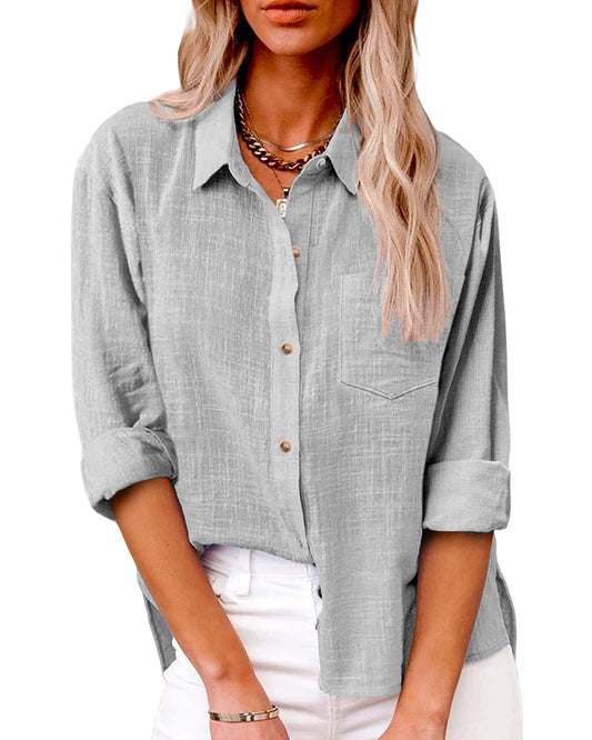 Teresa | Elegant Long-Sleeved Shirt With Practical Chest Pockets